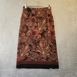 Briggs New York Petite Skirt‎ Women Size 12P Paisley Print Zipper Maxi Stretch
